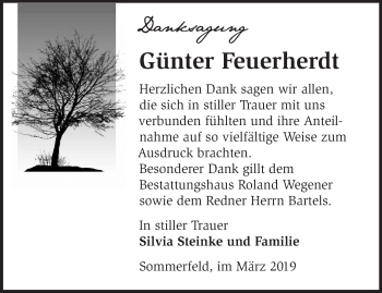 Traueranzeige von Günter Feuerherdt von Märkische Oderzeitung