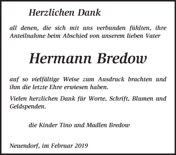 Traueranzeige von Hermann Bredow von Märkische Oderzeitung