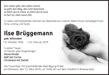 Traueranzeige von Ilse Brüggemann von Märkische Oderzeitung