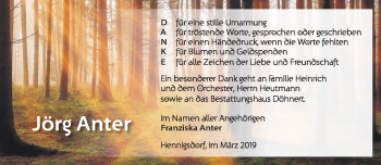 Traueranzeige von Jörg Anter von Märkische Oderzeitung