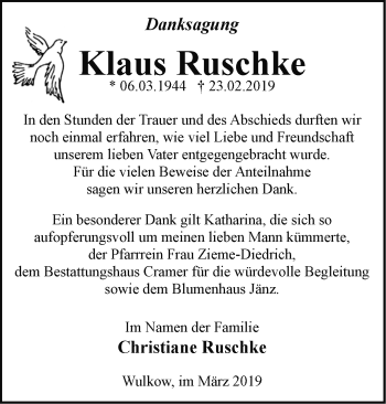 Traueranzeige von Klaus Ruschke von Märkische Oderzeitung