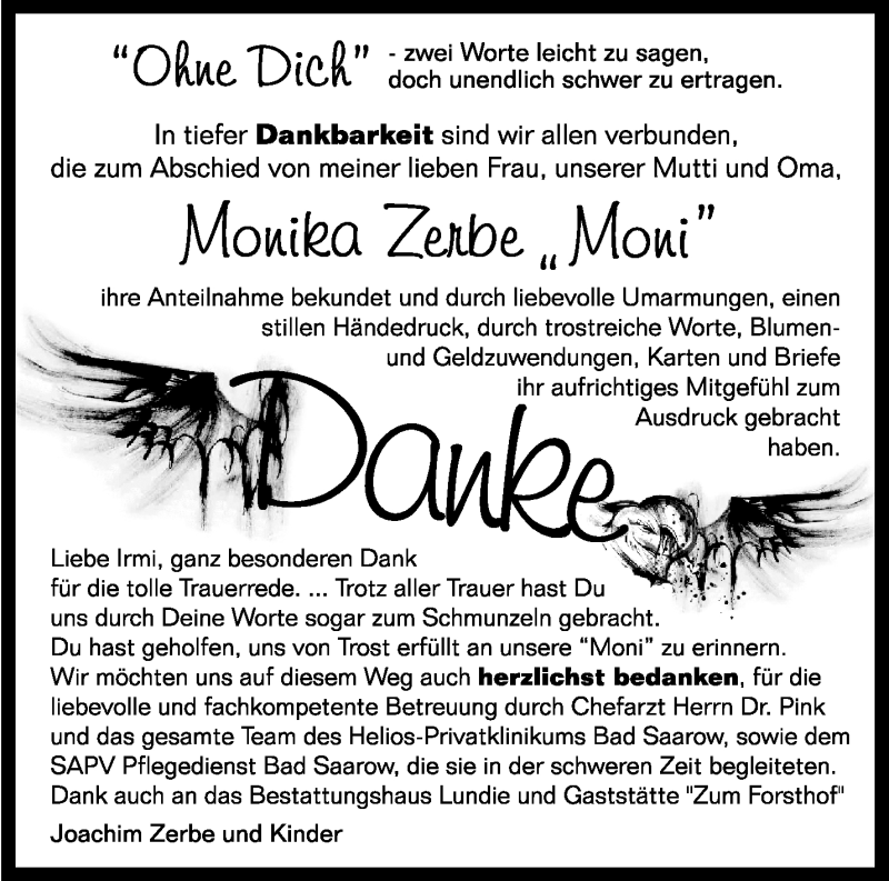  Traueranzeige für Monika Zerbe vom 16.03.2019 aus Märkische Oderzeitung