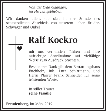 Traueranzeige von Ralf Kockro von Märkische Oderzeitung