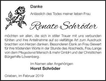 Traueranzeige von  Renate Schröder von Märkische Oderzeitung