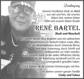 Traueranzeige von Rene Bartel von Märkische Oderzeitung