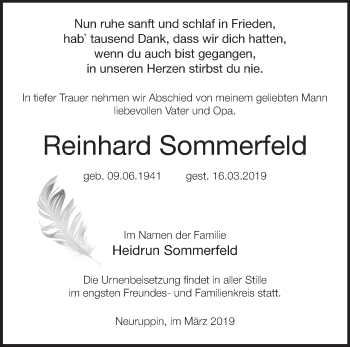 Traueranzeige von Richard Sommerfeld von Märkische Oderzeitung