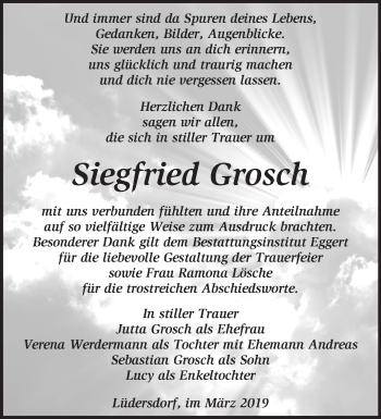 Traueranzeige von Siegfried Grosch von Märkische Oderzeitung