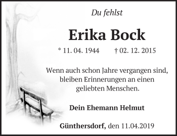 Traueranzeige von Erika Bock von Märkische Oderzeitung