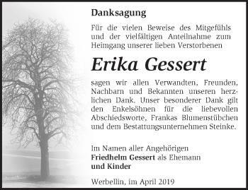 Traueranzeige von Erika Gessert von Märkische Oderzeitung