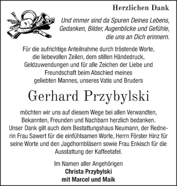 Traueranzeige von Gerhard Przybylski von Märkische Oderzeitung