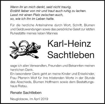 Traueranzeige von Karl-Heinz Sachtleben von Märkische Oderzeitung