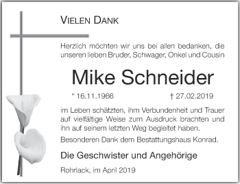 Traueranzeige von Mike Schneider von Märkische Oderzeitung