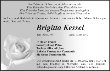 Traueranzeige von Brigitta Kessel von Märkische Oderzeitung