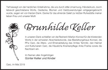 Traueranzeige von Brunhilde Keller von Märkische Oderzeitung