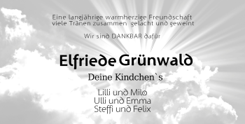 Traueranzeige von Elfriede Grünwald von Märkische Oderzeitung