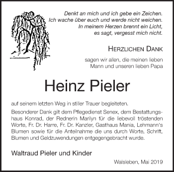 Traueranzeige von Heinz Pieler von Märkische Oderzeitung