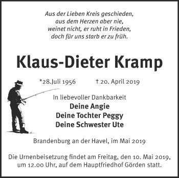 Traueranzeige von Klaus-Dieter Kramp von Märkische Oderzeitung