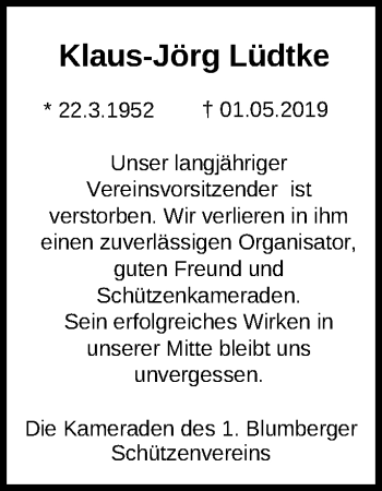 Traueranzeige von Klaus-Jörg Lüdtke von Märkische Oderzeitung