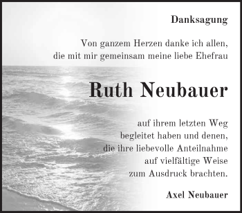 Traueranzeige von Ruth Neubauer von Märkische Oderzeitung