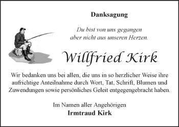 Traueranzeige von Willfried Kirk von Märkische Oderzeitung