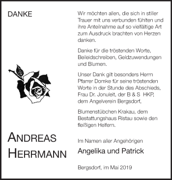 Traueranzeige von Andreas Herrmann von Märkische Oderzeitung