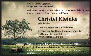 Traueranzeige von Christel Kleinke von Märkische Oderzeitung