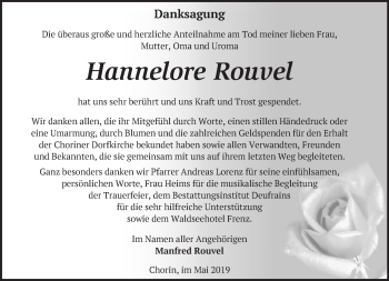 Traueranzeige von Hannelore Rouvel von Märkische Oderzeitung