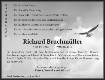 Traueranzeige von Richard Bruchmüller von Märkische Oderzeitung