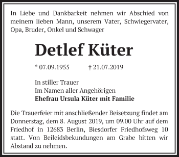 Traueranzeige von Detlef Küter von Märkische Oderzeitung