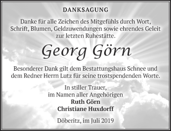 Traueranzeige von Georg Görn von Märkische Oderzeitung