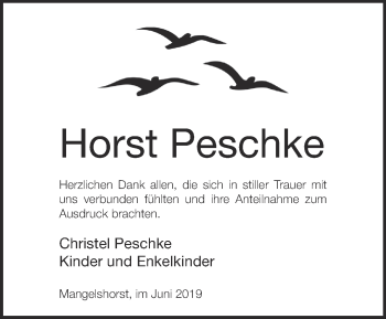 Traueranzeige von Horst Peschke von Märkische Oderzeitung