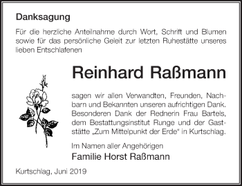 Traueranzeige von Reinhard Raßmann von Märkische Oderzeitung