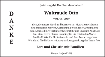 Traueranzeige von Waltraude Otto von Märkische Oderzeitung