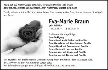 Traueranzeige von Eva-Maria Braun von Märkische Oderzeitung