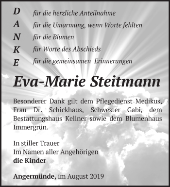 Traueranzeige von Eva-Marie Steitmann von Märkische Oderzeitung