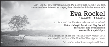 Traueranzeige von Eva Rockel von Märkische Oderzeitung