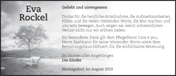 Traueranzeige von Eva Rockel von Märkische Oderzeitung