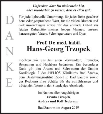 Traueranzeige von Hans-Georg Trzopek von Märkische Oderzeitung