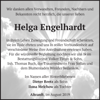 Traueranzeige von Helga Engelhardt von Märkische Oderzeitung