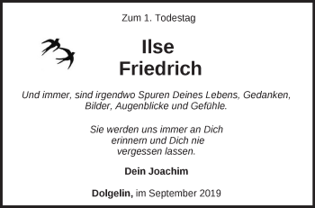 Traueranzeige von Ilse Friedrich von Märkische Oderzeitung