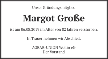 Traueranzeige von Margot Große von Märkische Oderzeitung