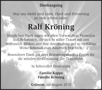 Traueranzeige von Ralf Kröning von Märkische Oderzeitung