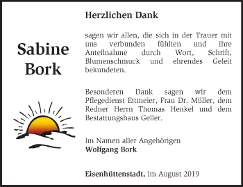 Traueranzeige von Sabine Bork von Märkische Oderzeitung