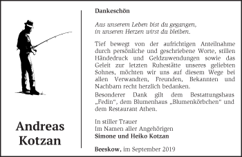 Traueranzeige von Andreas Kotzan von Märkische Oderzeitung