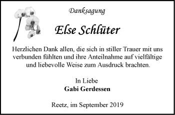 Traueranzeige von Else Schlüter von Märkische Oderzeitung