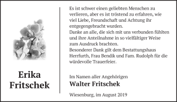 Traueranzeige von Erika Fritschek von Märkische Oderzeitung