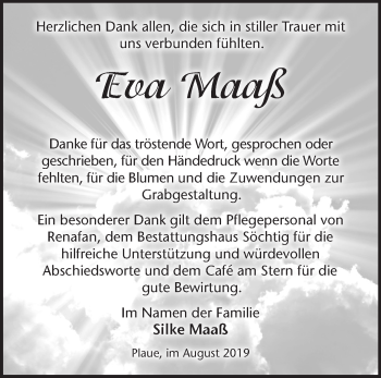 Traueranzeige von Eva Maaß von Märkische Oderzeitung