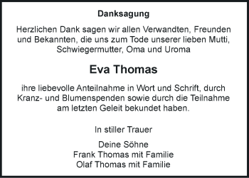 Traueranzeige von Eva Thomas von Märkische Oderzeitung
