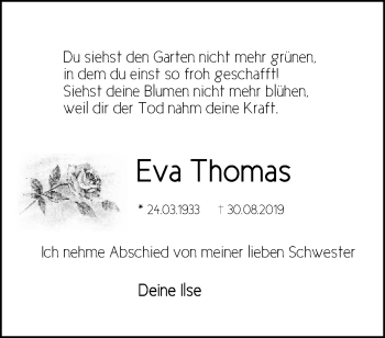 Traueranzeige von Eva Thomas von Märkische Oderzeitung