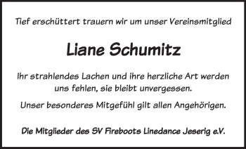 Traueranzeige von Liane Schumitz von Märkische Oderzeitung